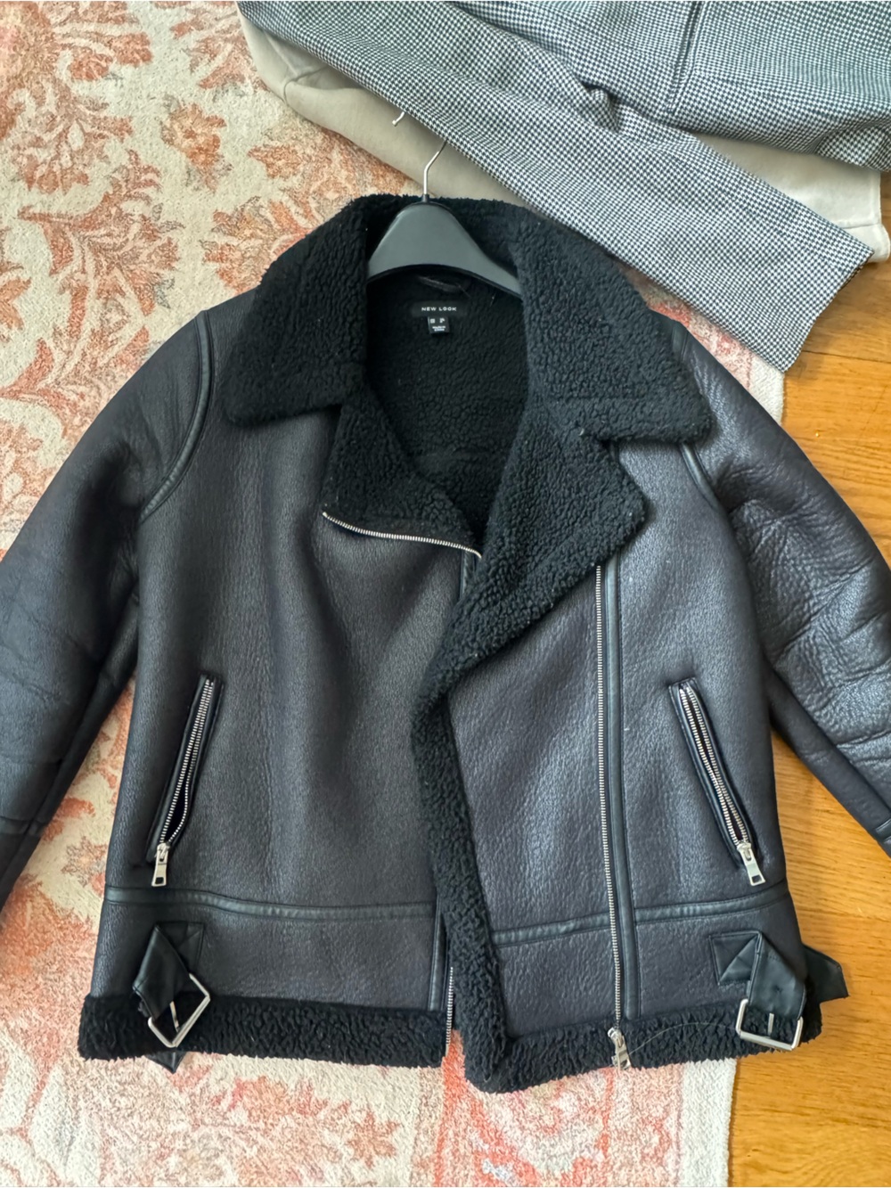 ASOS Black Faux Shearling Aviator Coat